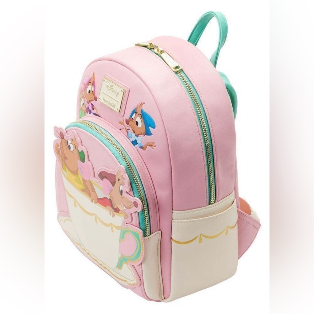 Disney Loungefly Cinderella Pink Gus and Jaq Mice Teacup Mini Backpack NWT - Picture 2 of 6